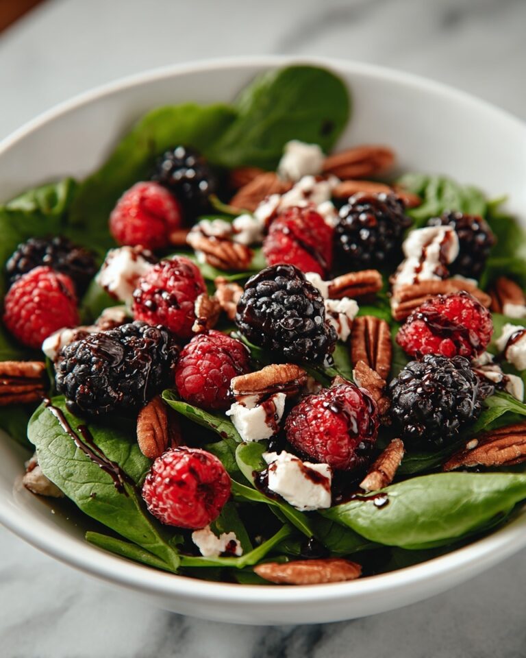 Berry Spinach Salad with Pecans, Feta, and Balsamic Glaze Recipe