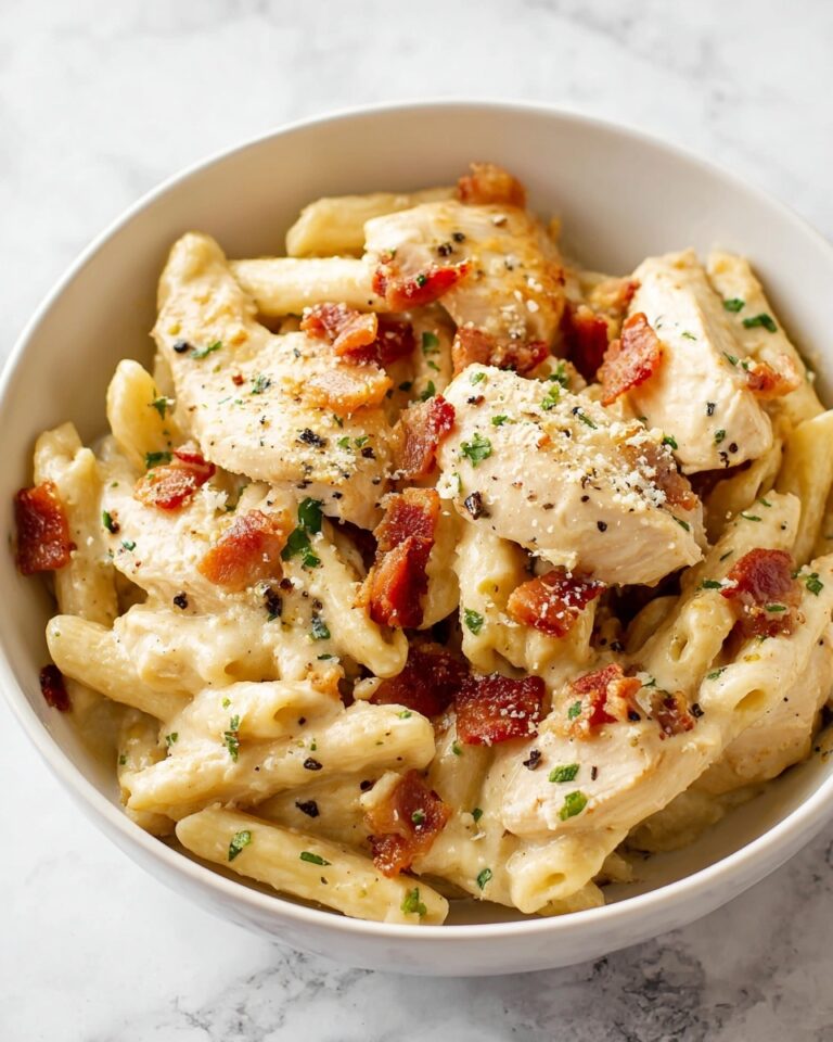 Creamy Chicken Penne Pasta with Bacon and Tomatoes Recipe