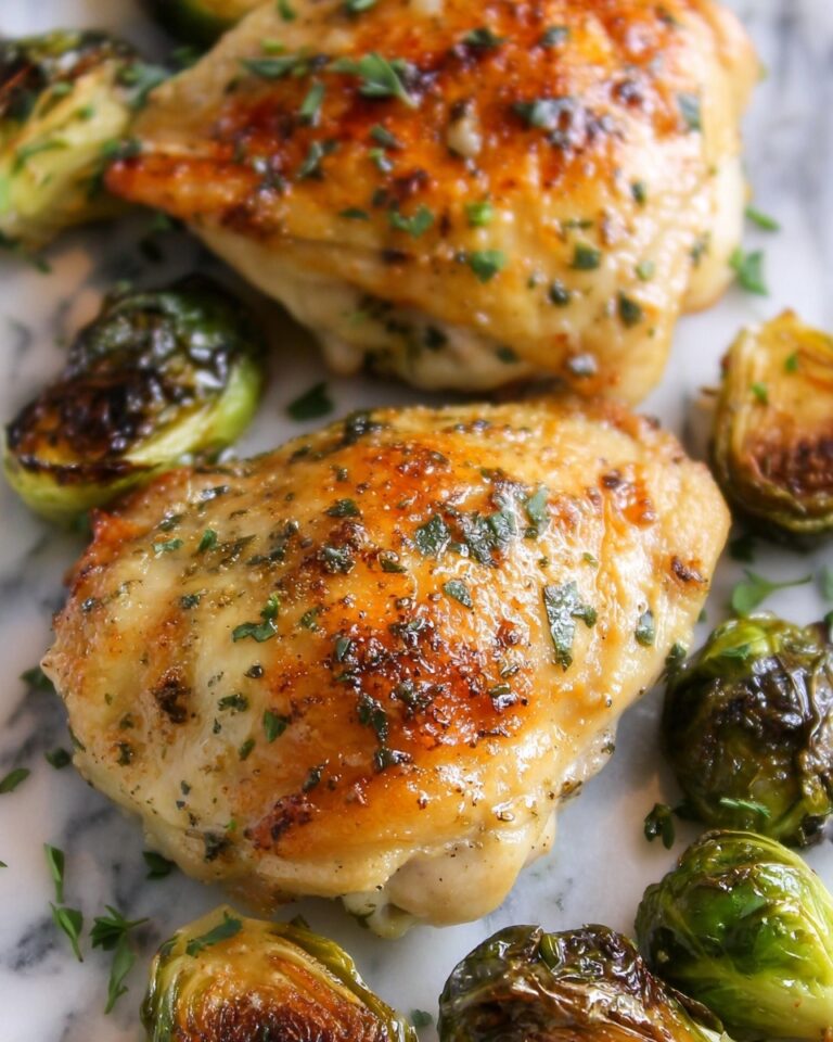 Garlic Dijon Chicken with Roasted Brussels Sprouts Recipe