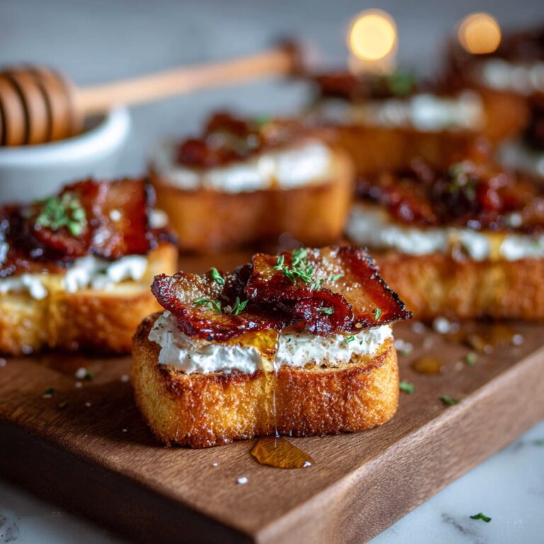 Million Dollar Bacon Crostini with Goat Cheese and Sweet Drizzle Recipe