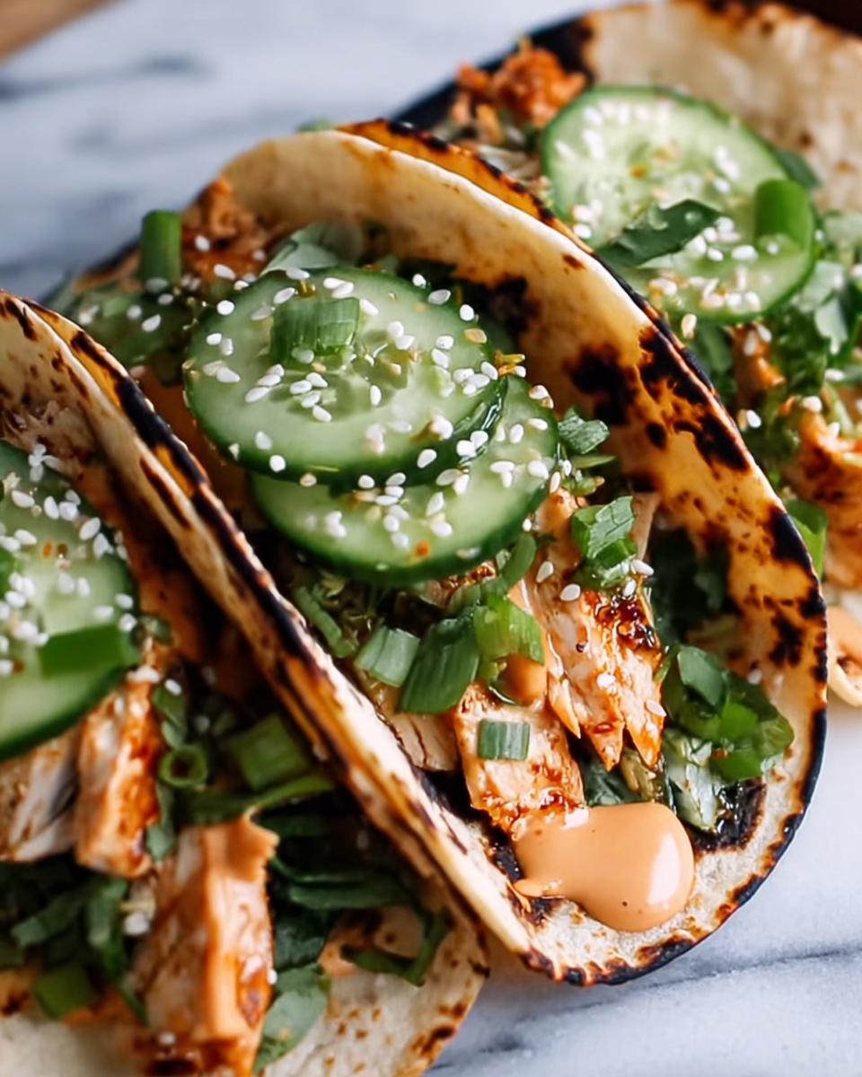 Teriyaki Chicken Tacos with Creamy Sesame Cucumbers Recipe - Recipe Image
