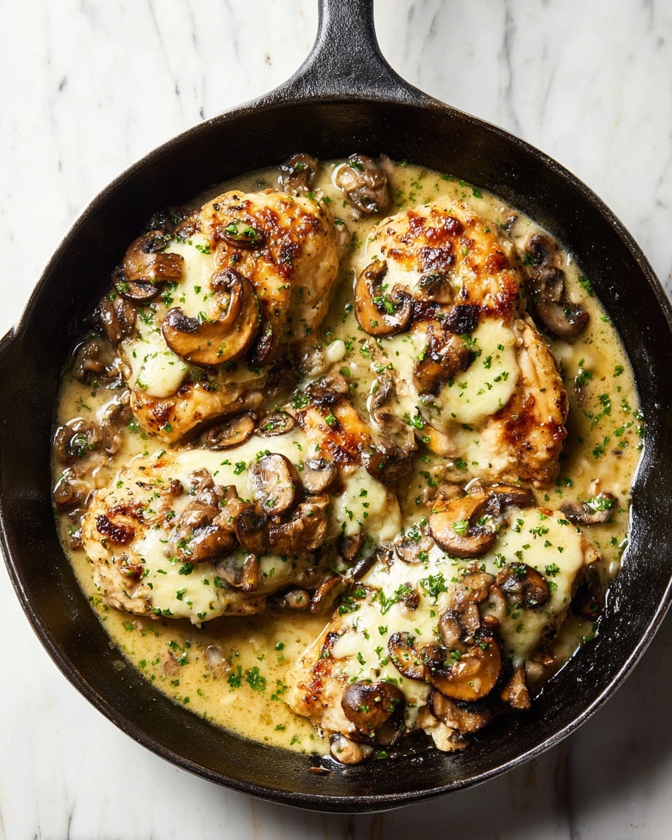 Mozzarella Mushroom White Wine Chicken Recipe - Recipe Image