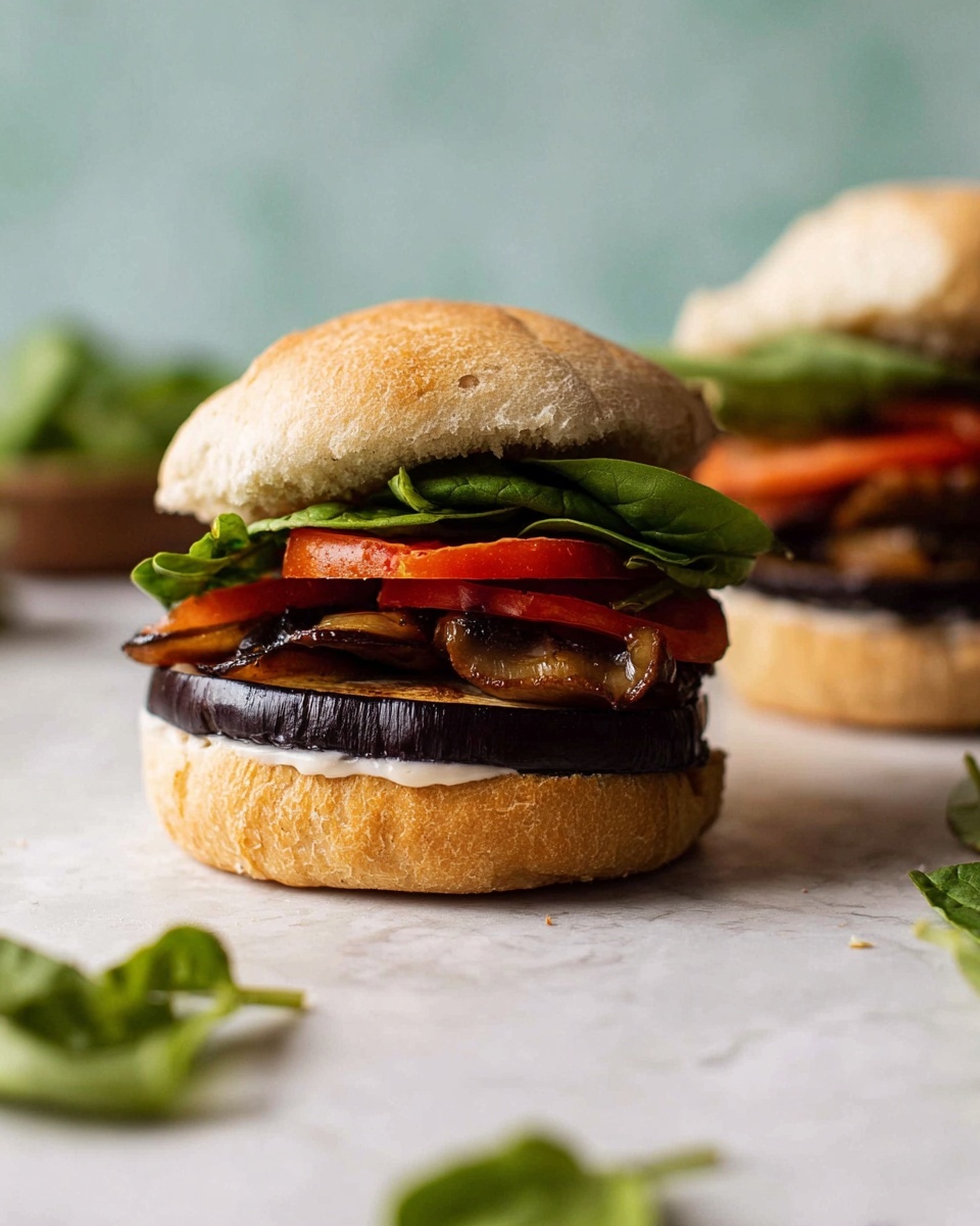Grilled Portobello and Eggplant Veggie Burger Recipe - Recipe Image