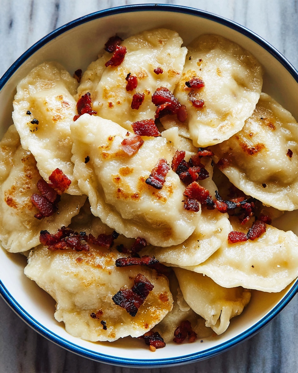 Creamy Bacon and Mozzarella Pierogi Recipe - Recipe Image