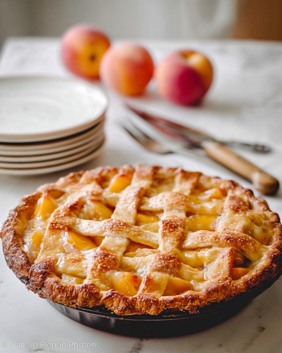 Deep Dish Peach Pie with Cream Cheese Crust Recipe - Recipe Image