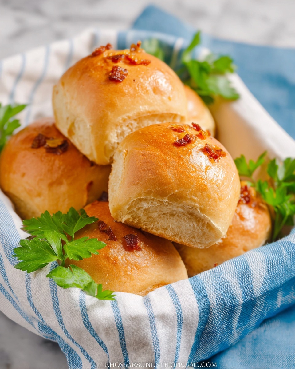 Garlic Pampushki: Soft Ukrainian-Style Garlic Bread Rolls with Bacon Recipe - Recipe Image