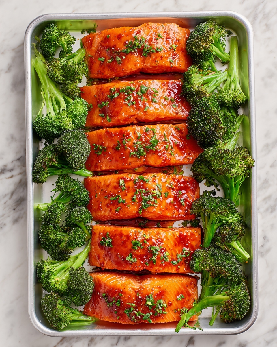 Apricot Dijon Glazed Salmon with Roasted Broccoli Recipe - Recipe Image