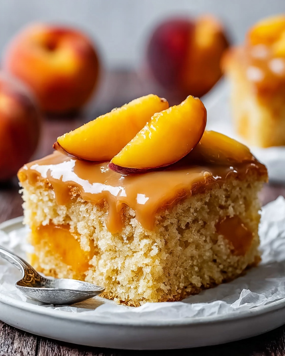 Incredibly Moist Brown Sugar Peach Cake Recipe - Recipe Image