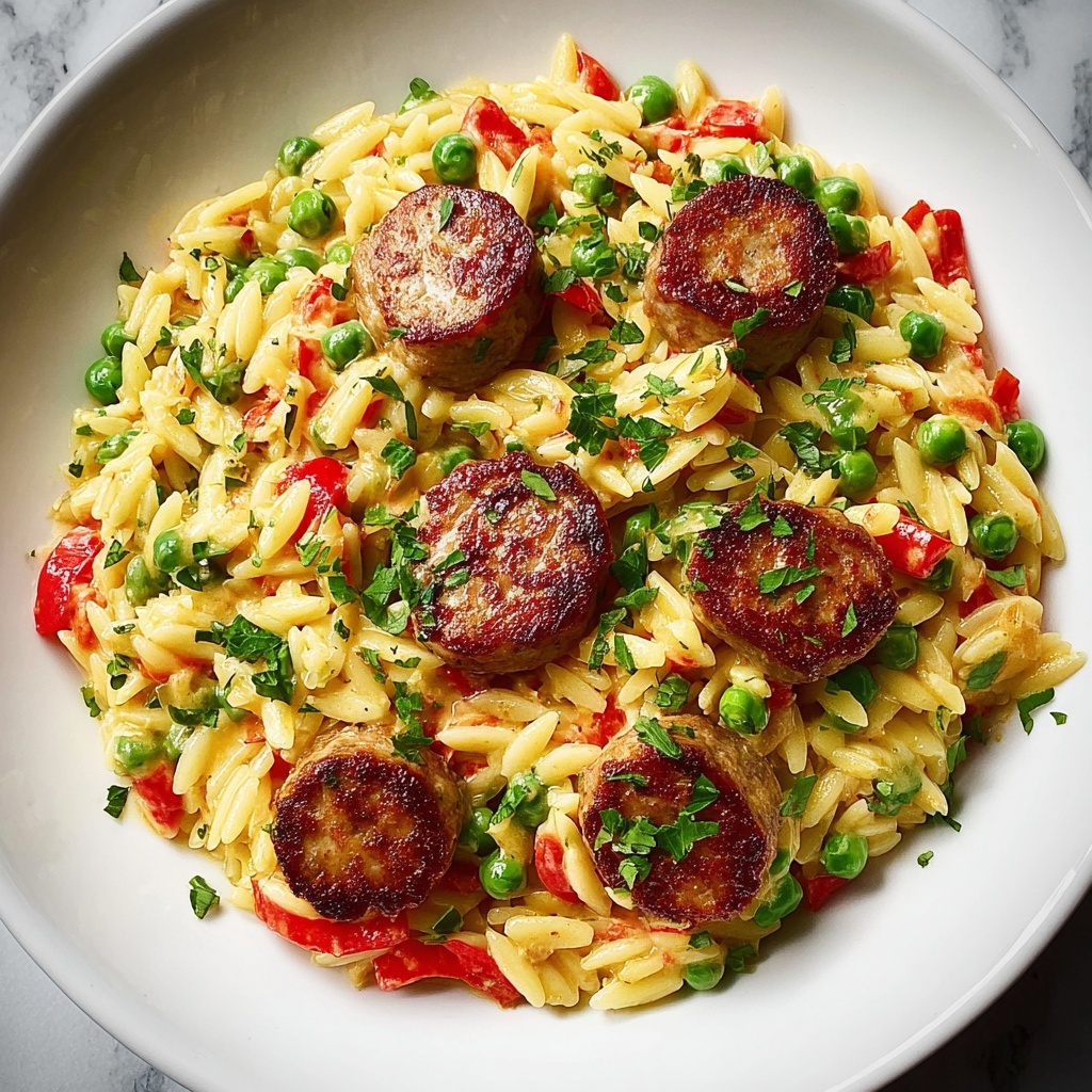 Creamy Chicken Sausage Orzo Skillet Recipe - Recipe Image