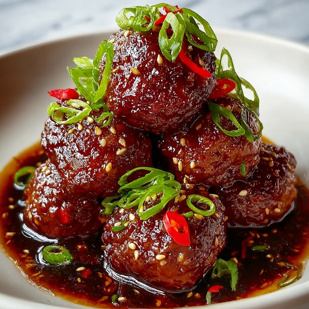 Savory Spicy Glazed Asian Pork Meatballs Recipe - Recipe Image