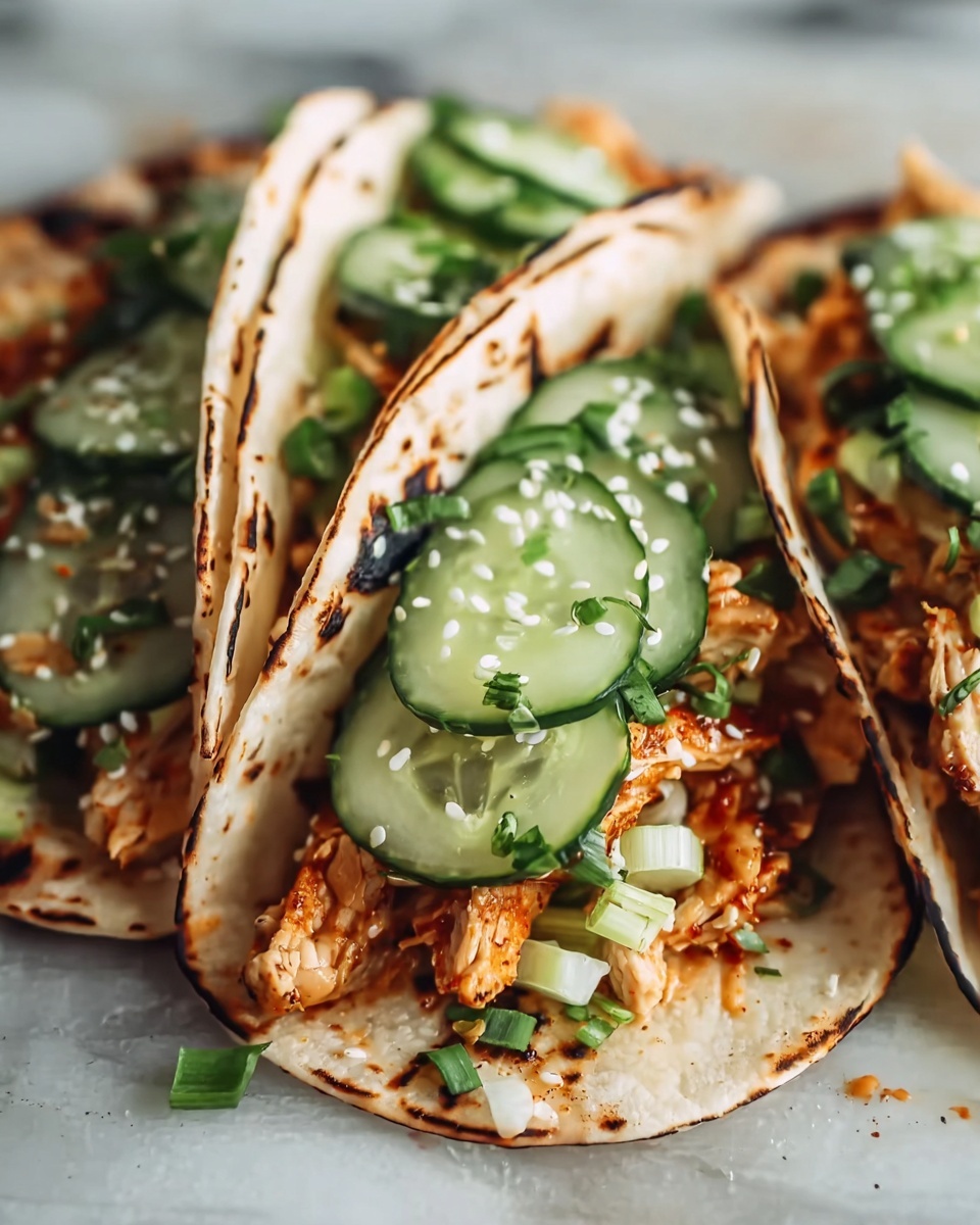 Teriyaki Chicken Tacos with Creamy Sesame Cucumbers Recipe - Recipe Image