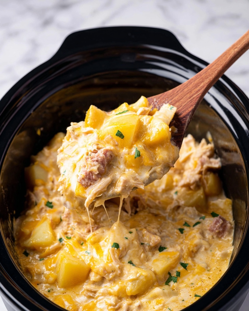 Crockpot Cheesy Chicken Sausage Casserole Recipe - Recipe Image