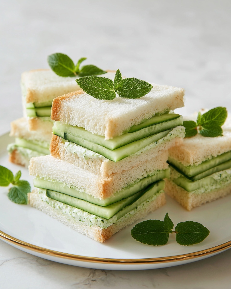 Cucumber Sandwiches with Cream Cheese and Fresh Herbs Recipe - Recipe Image