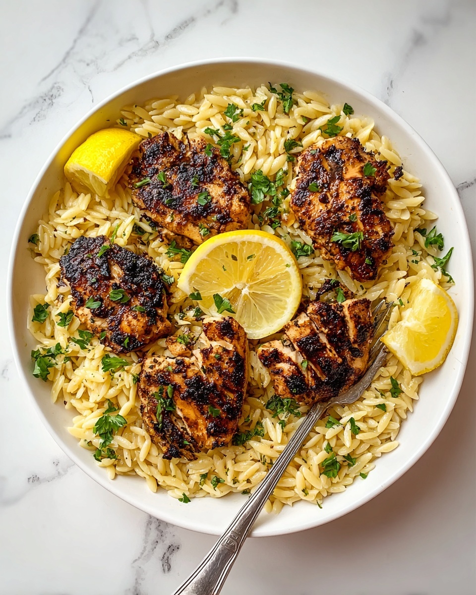 Lemon Pepper Chicken with Creamy Orzo Recipe - Recipe Image