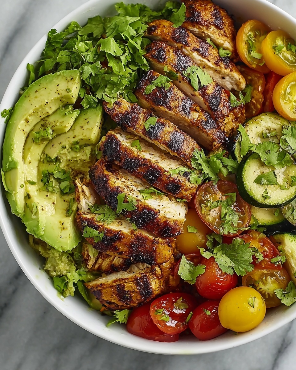 Grilled Chicken with Fresh Avocado Tomato Salad Recipe - Recipe Image