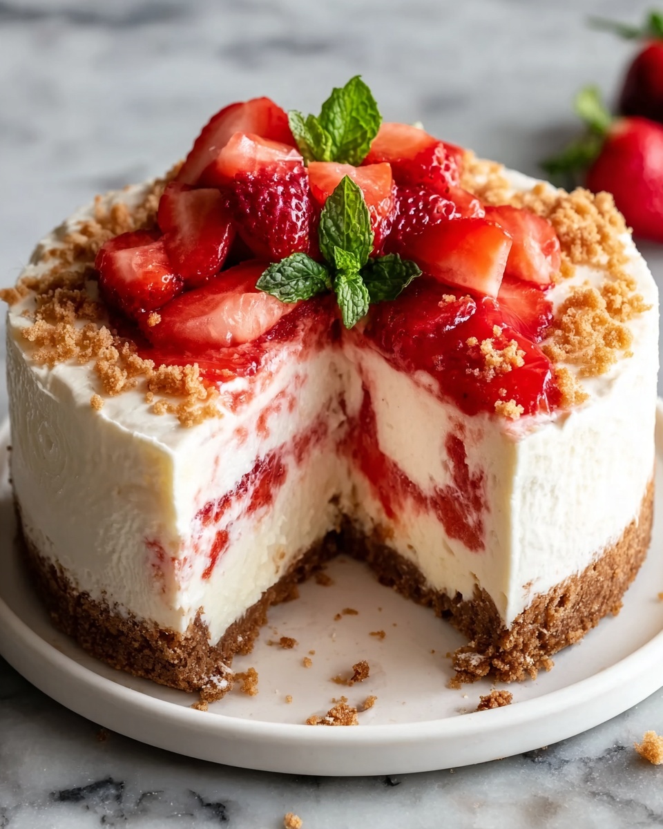 Irresistible Strawberry Crunch Cheesecake Recipe - Recipe Image