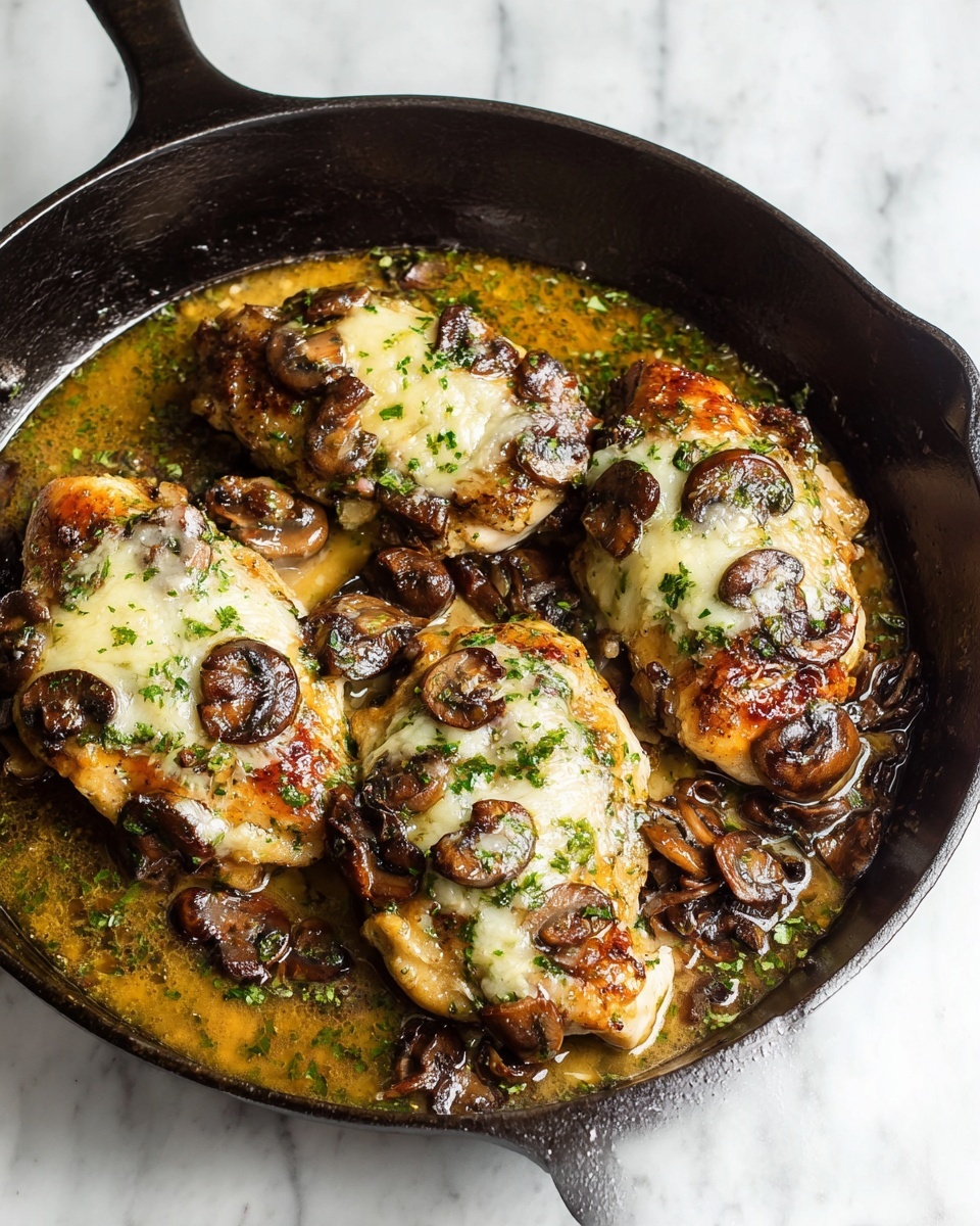 Mozzarella Mushroom White Wine Chicken Recipe - Recipe Image