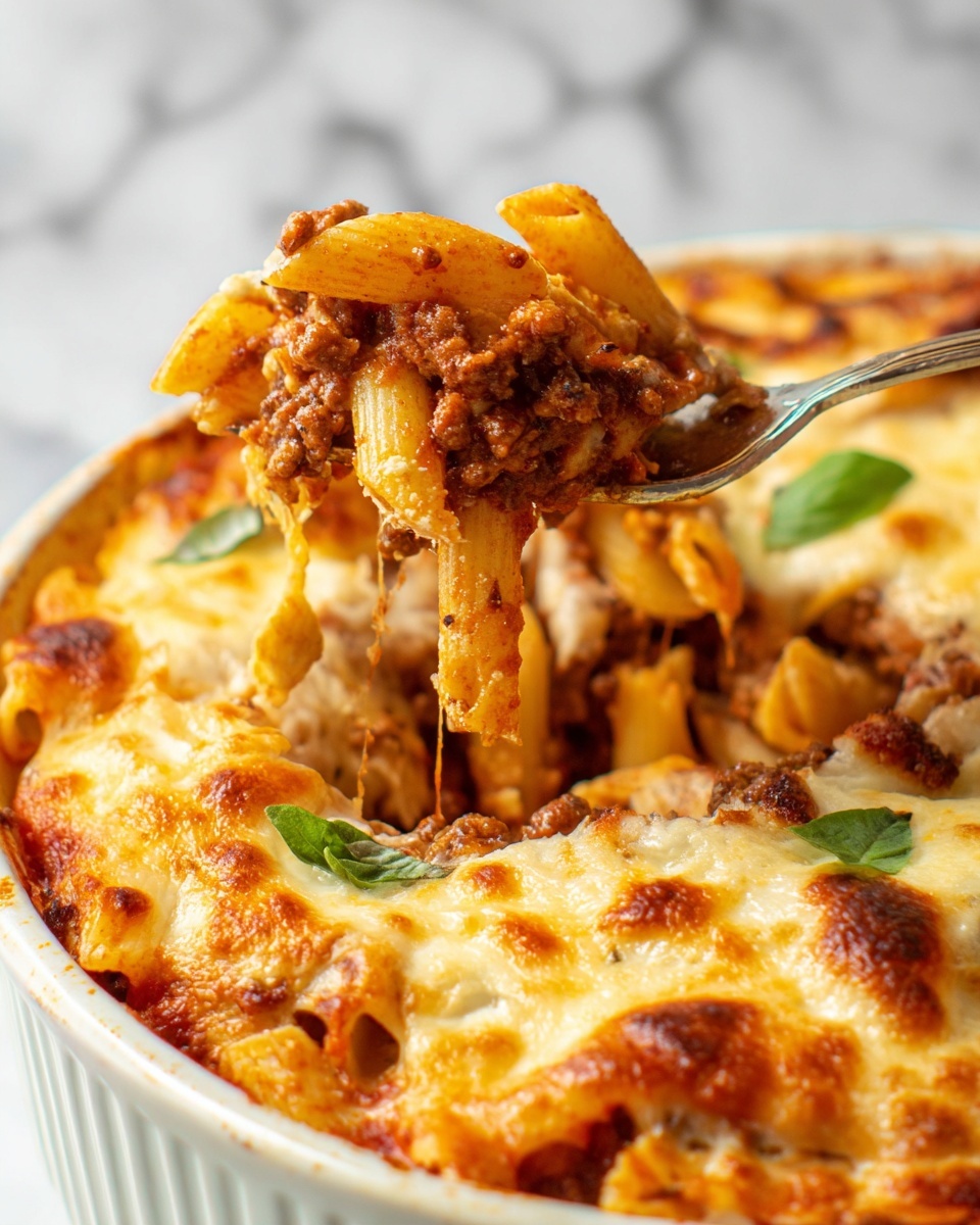 Cheesy Baked Mostaccioli with Sausage and Ricotta Recipe - Recipe Image