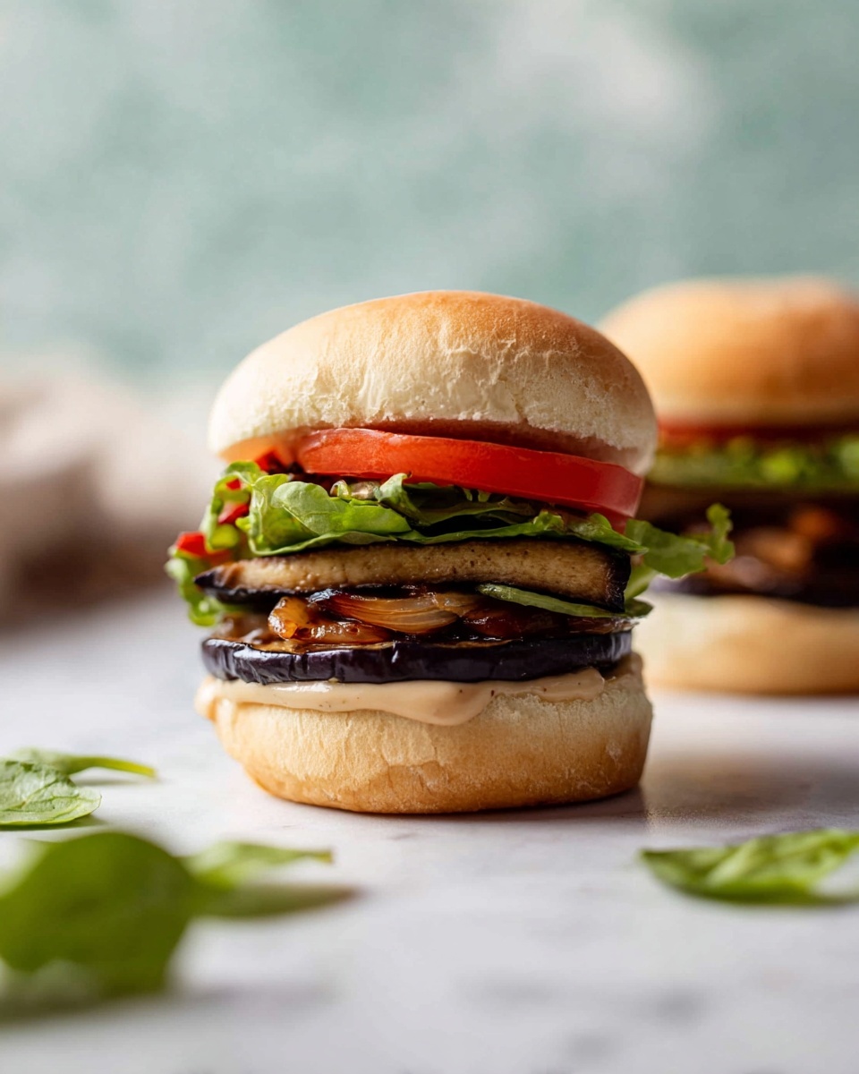 Grilled Portobello and Eggplant Veggie Burger Recipe - Recipe Image