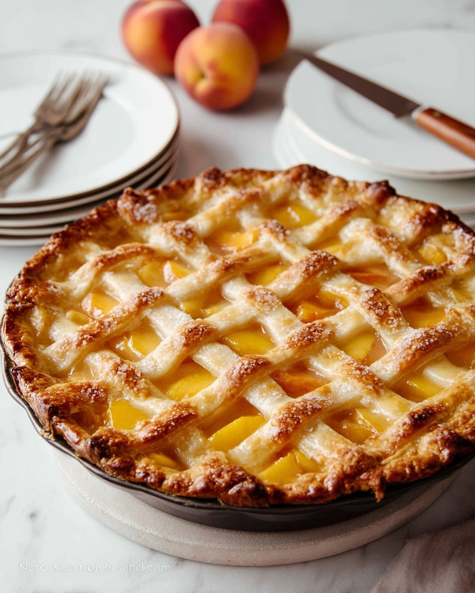 Deep Dish Peach Pie with Cream Cheese Crust Recipe - Recipe Image