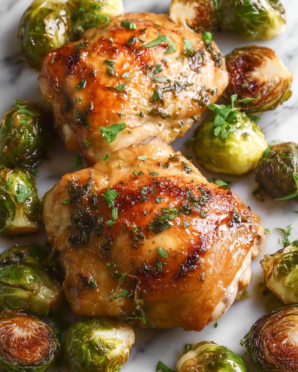 Garlic Dijon Chicken with Roasted Brussels Sprouts Recipe - Recipe Image
