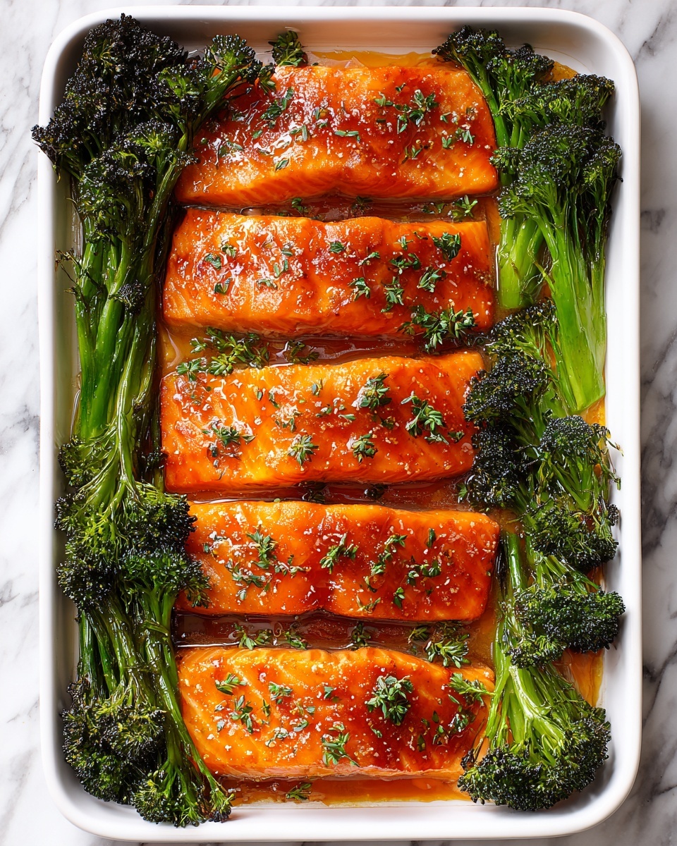 Apricot Dijon Glazed Salmon with Roasted Broccoli Recipe - Recipe Image