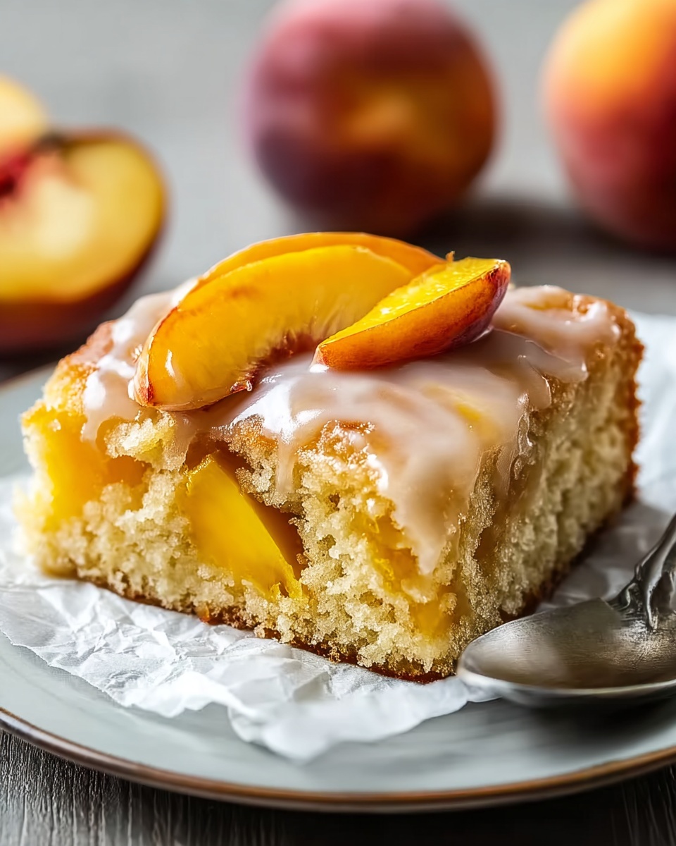 Incredibly Moist Brown Sugar Peach Cake Recipe - Recipe Image