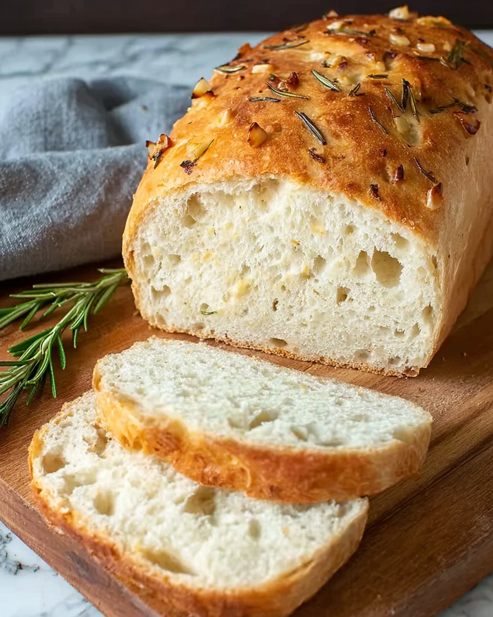 No-Knead Rosemary Garlic Bread Recipe - Recipe Image