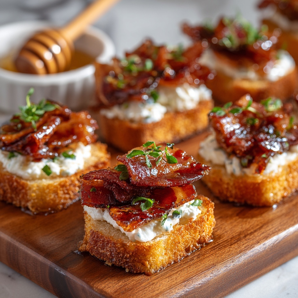 Million Dollar Bacon Crostini with Goat Cheese and Sweet Drizzle Recipe - Recipe Image
