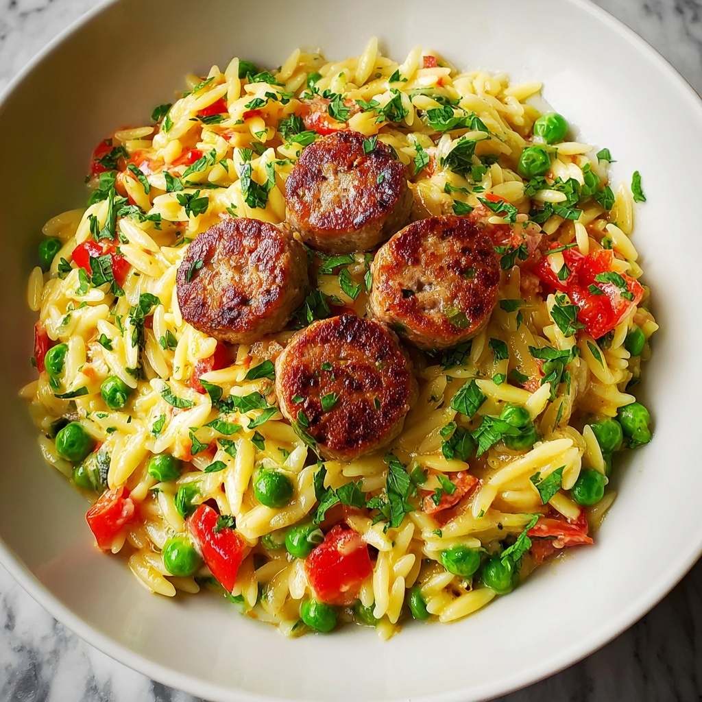 Creamy Chicken Sausage Orzo Skillet Recipe - Recipe Image
