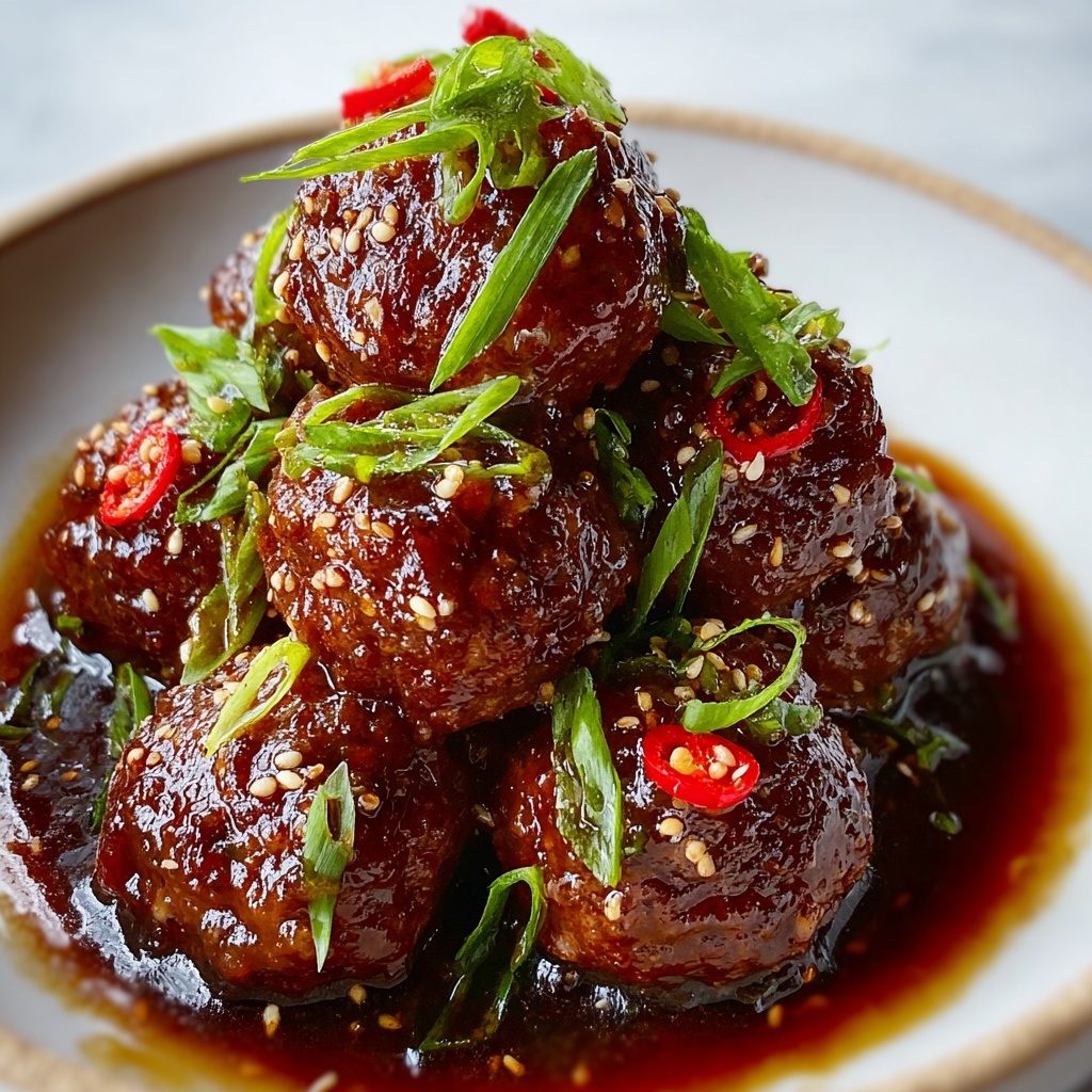 Savory Spicy Glazed Asian Pork Meatballs Recipe - Recipe Image