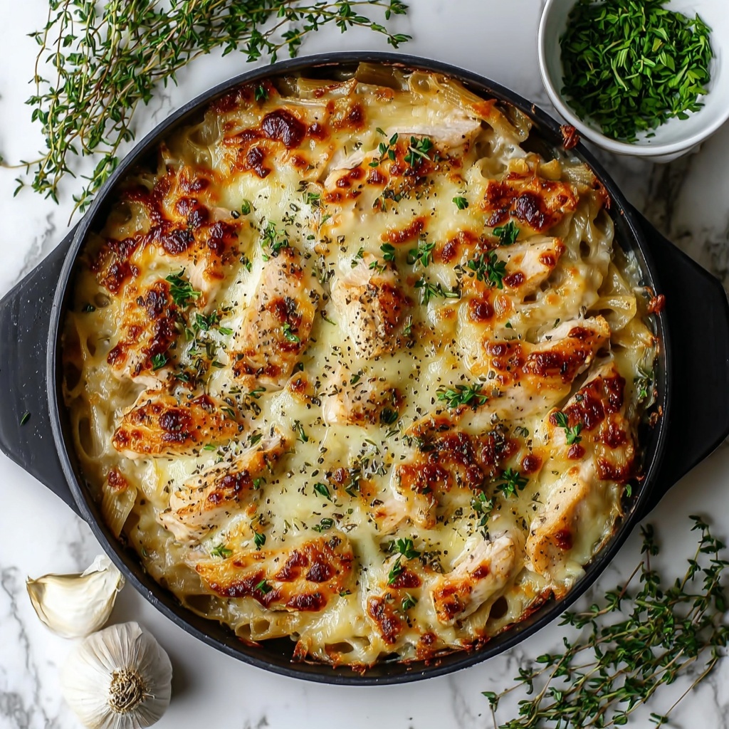 Creamy Garlic Parmesan Chicken Pasta Bake Recipe - Recipe Image