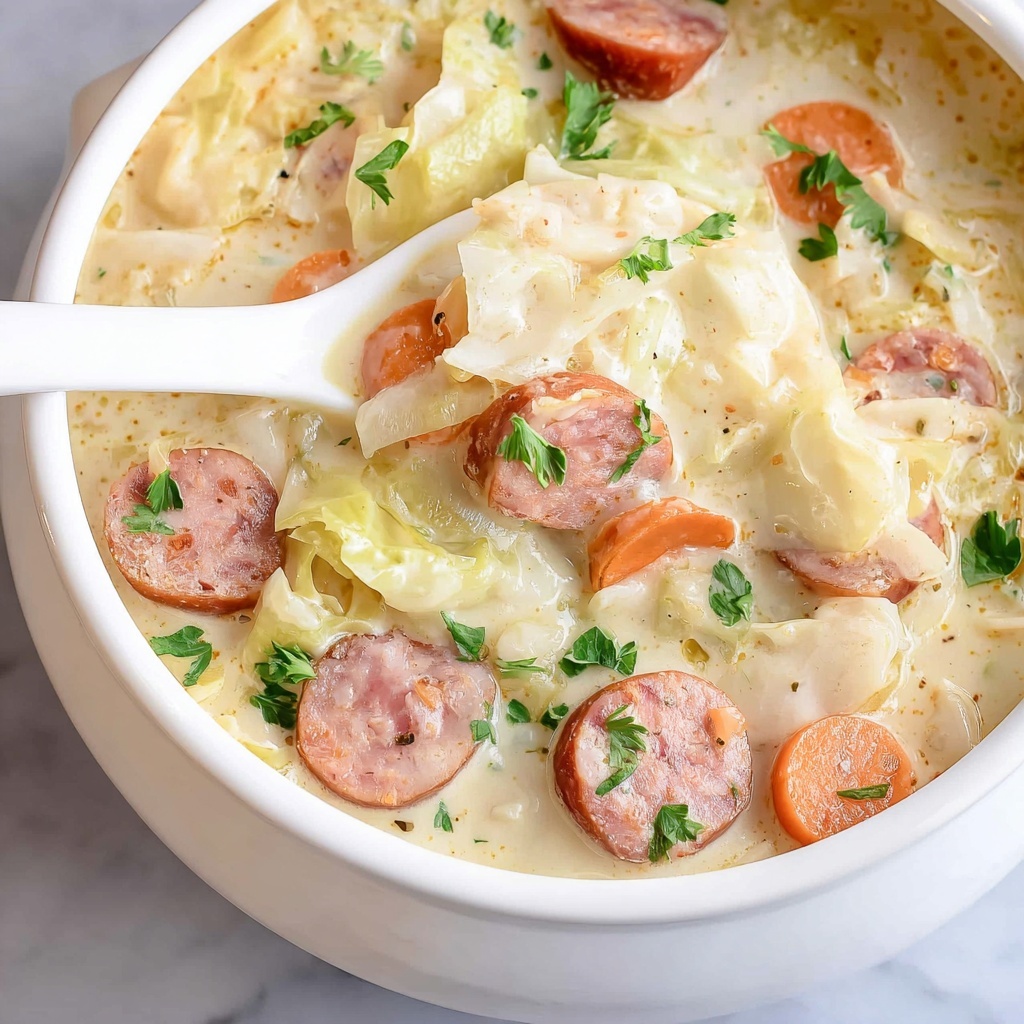 Creamy Cabbage and Kielbasa Soup Recipe - Recipe Image