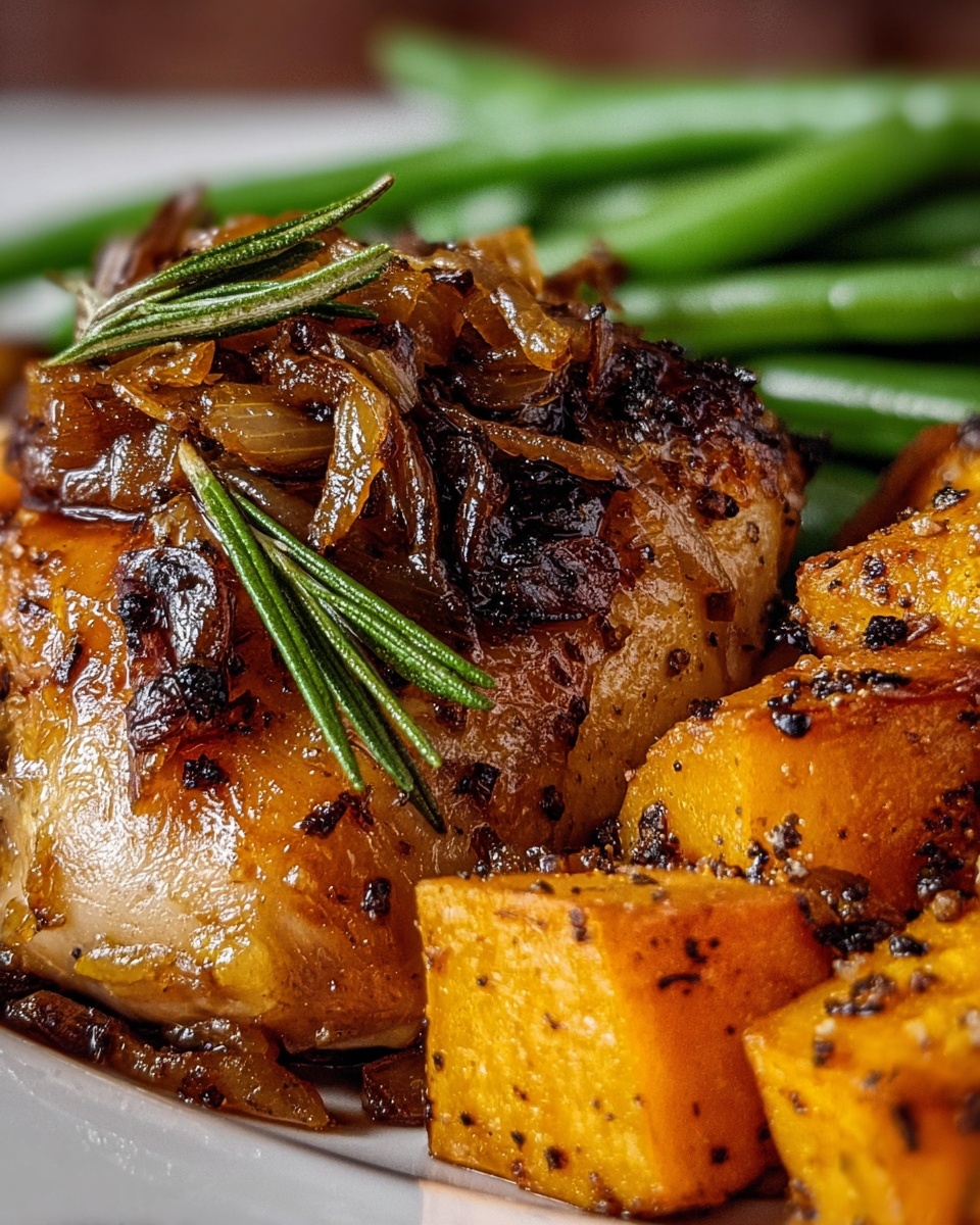 Honey Garlic Chicken with Roasted Sweet Potatoes and Green Beans Recipe - Recipe Image