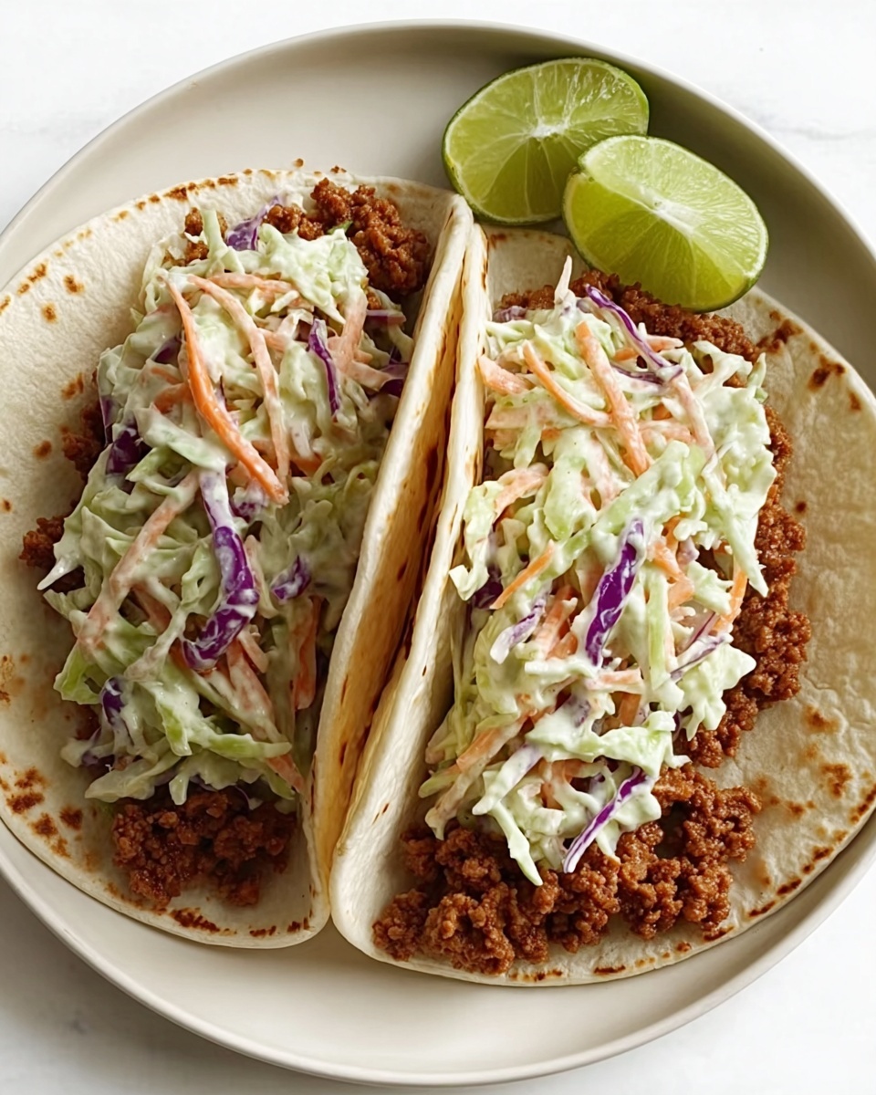 Beef Tacos with Peach Vinegar Slaw Recipe - Recipe Image