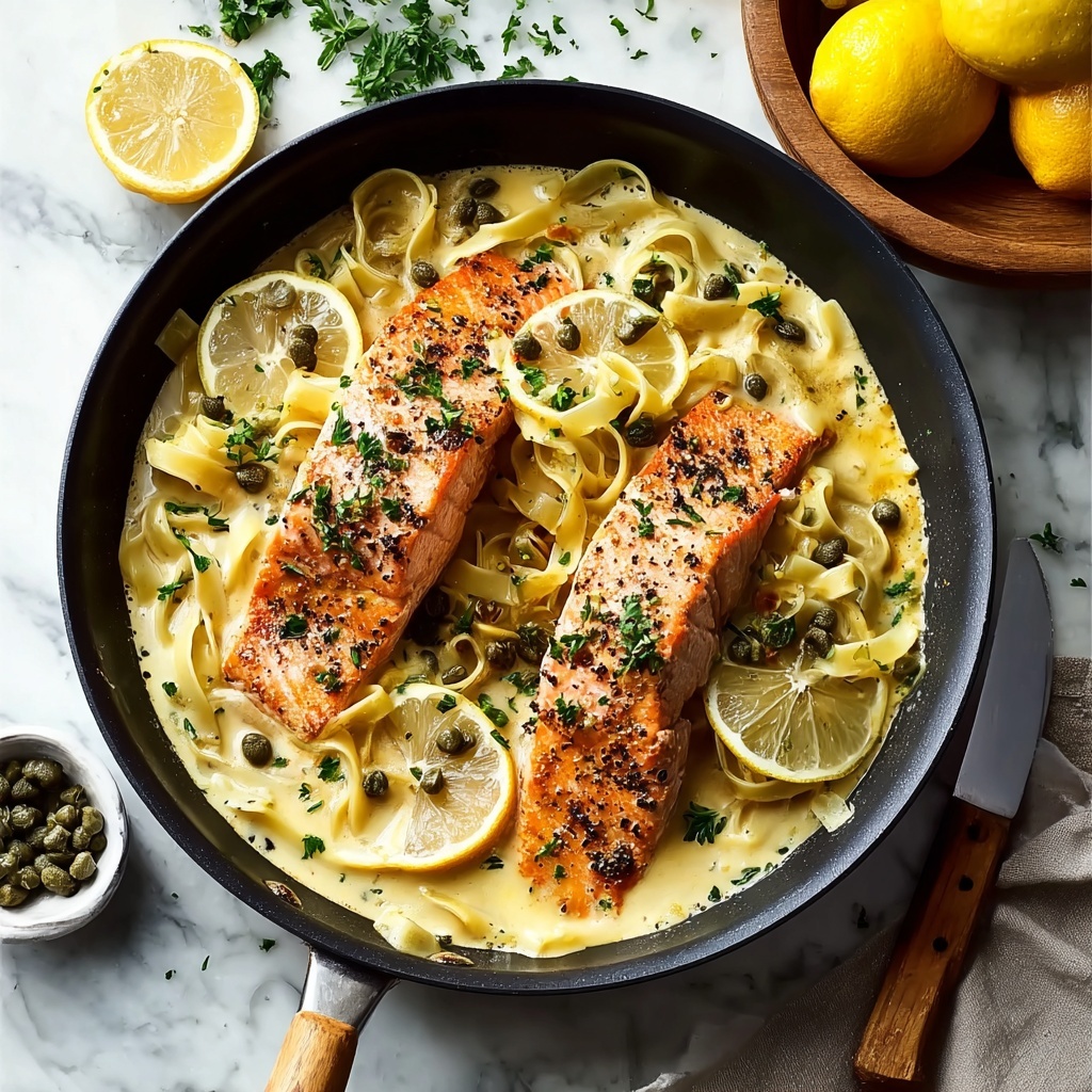 Creamy Salmon Piccata with Lemon and Capers Recipe - Recipe Image