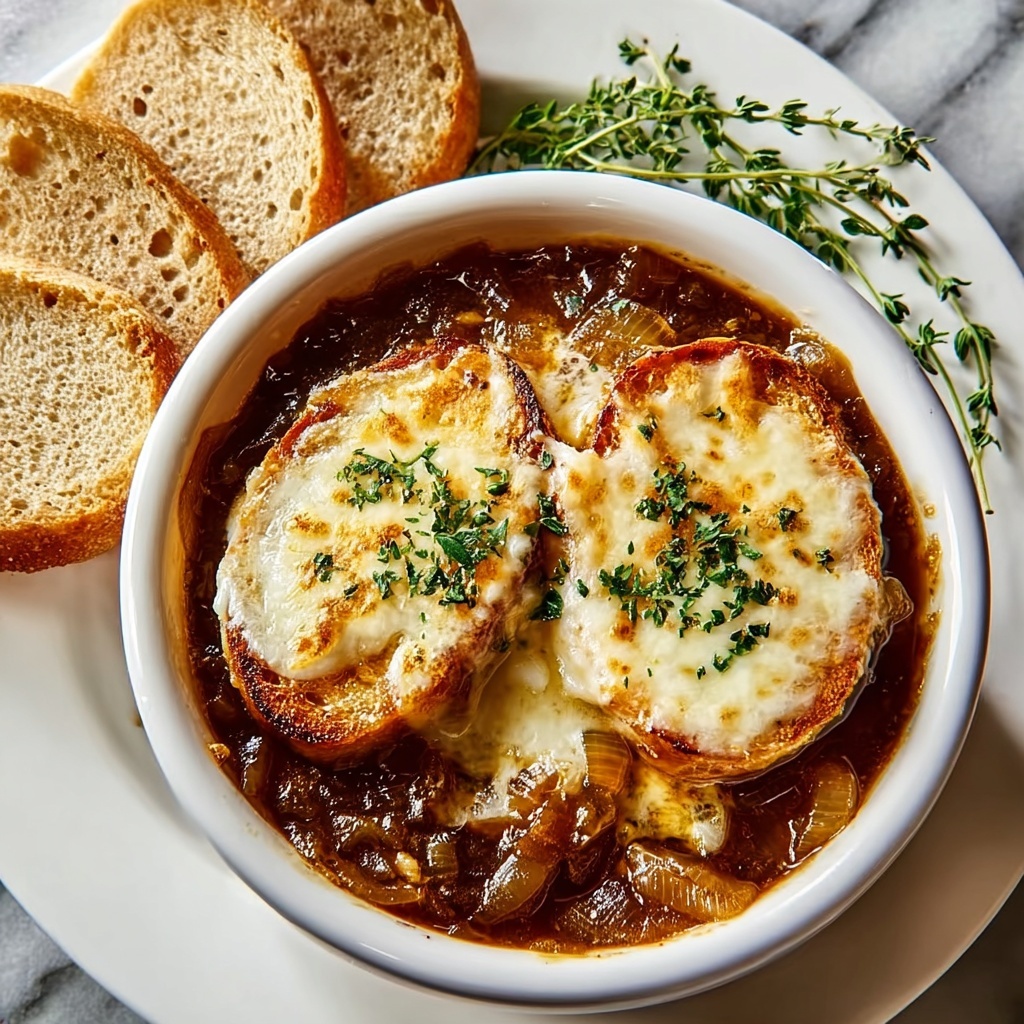 Slow Cooker French Onion Soup with Gruyère Toast Recipe - Recipe Image
