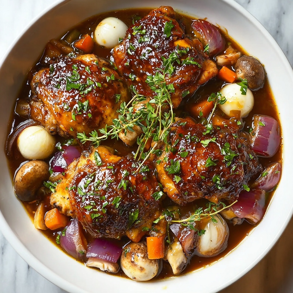 Braised Chicken in Red Wine Recipe - Recipe Image