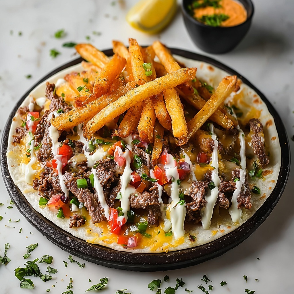 Steak & Cheese Dirty Fry Burritos Recipe - Recipe Image