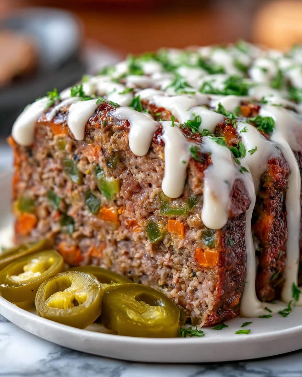 Smoky Jalapeño Popper Meatloaf with Creamy Ranch Drizzle Recipe - Recipe Image