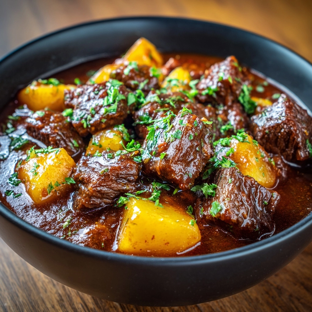 Slow Cooker Garlic Butter Beef Bites & Potatoes Recipe - Recipe Image
