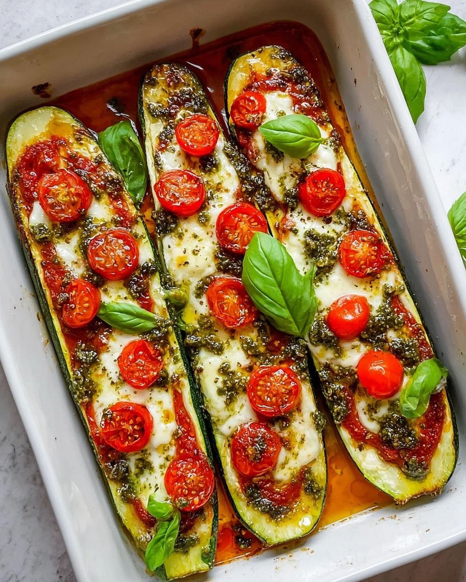 Caprese Stuffed Zucchini Boats Recipe - Recipe Image