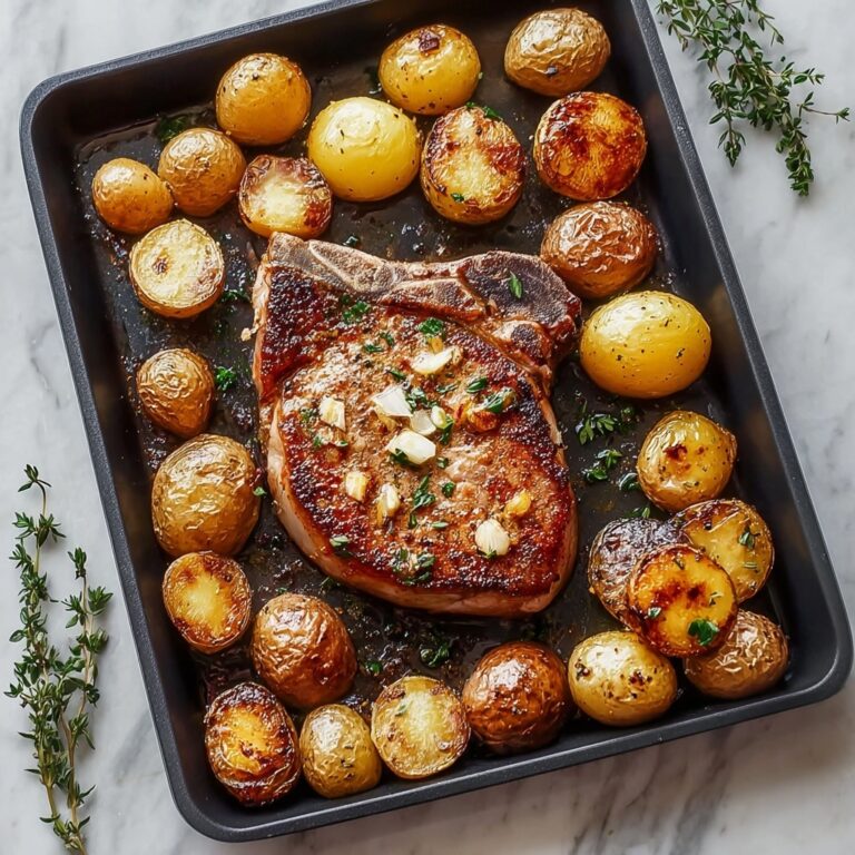Sheet Pan Pork Chops and Potatoes with Honey Butter Glaze Recipe