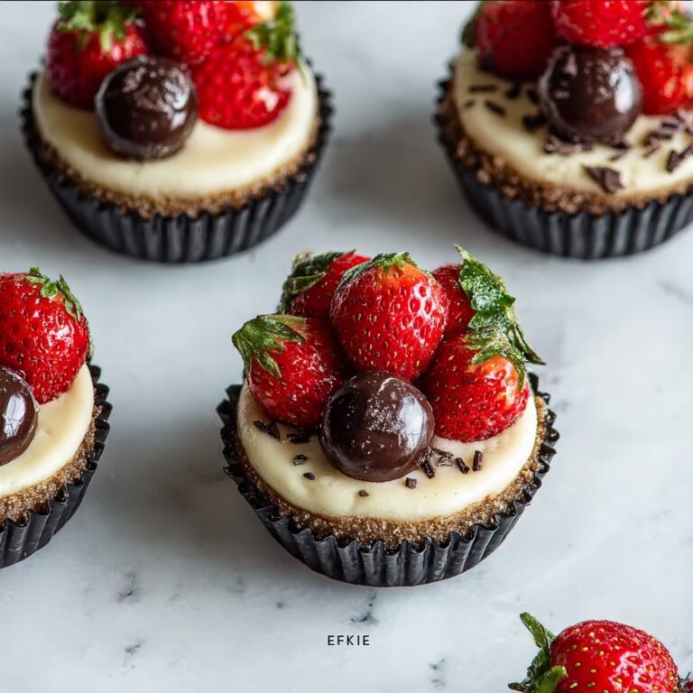 Mini Cheesecakes Topped with Chocolate-Covered Strawberries Recipe