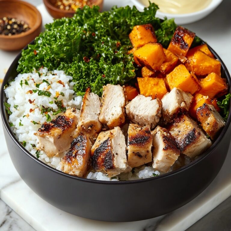 Roasted Sweet Potato, Chicken, Kale, and Rice Bowls Recipe