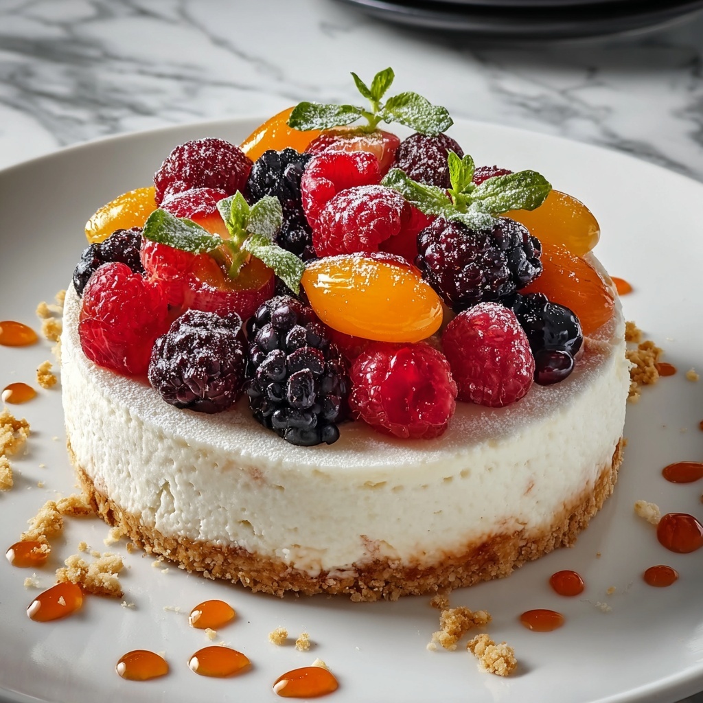 Summer Berry and Peach Cheesecake Recipe - Recipe Image