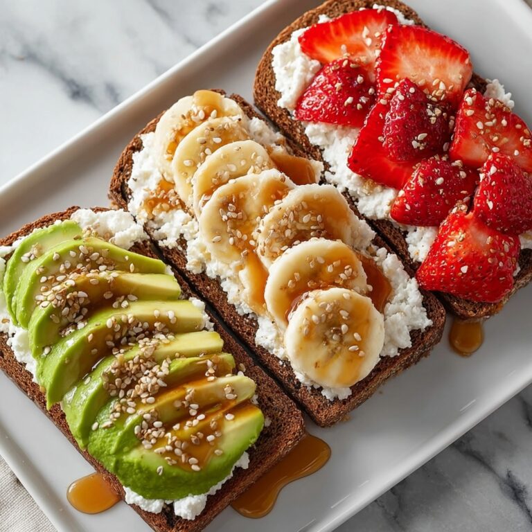 Healthy Toast Toppings with Avocado, Cottage Cheese, Banana, and Strawberries Recipe
