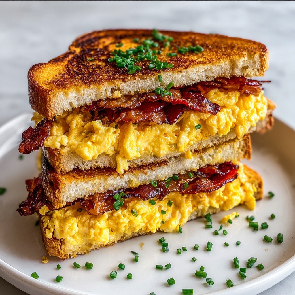 Ultimate Breakfast Grilled Cheese with Scrambled Eggs and Bacon Recipe - Recipe Image
