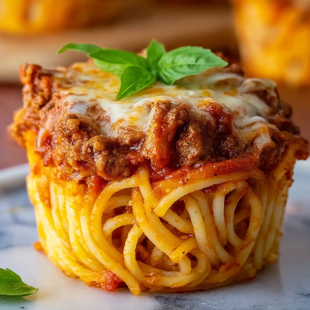 Bolognese Spaghetti Bake Muffin Cups Recipe - Recipe Image