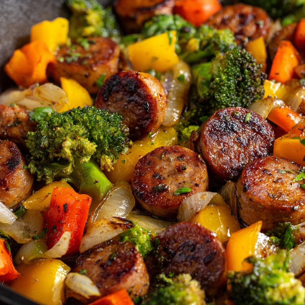 Roasted Chicken Sausage & Veggie Skillet Recipe - Recipe Image